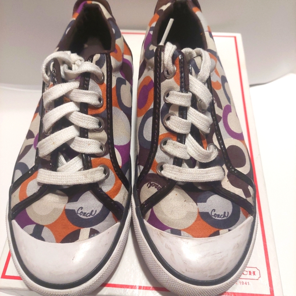 Coach Barrett Poppy sneakers brown patent trim
